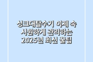 싱크대탈수기? 이제 속 시원하게 관리하는 2025년 최신 꿀팁