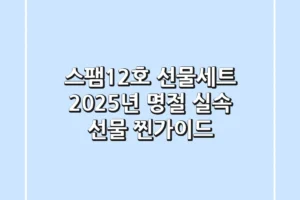 스팸12호 선물세트, 2025년 명절 실속 선물 찐가이드!