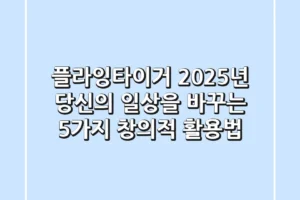 플라잉타이거, 2025년 당신의 일상을 바꾸는 5가지 창의적 활용법