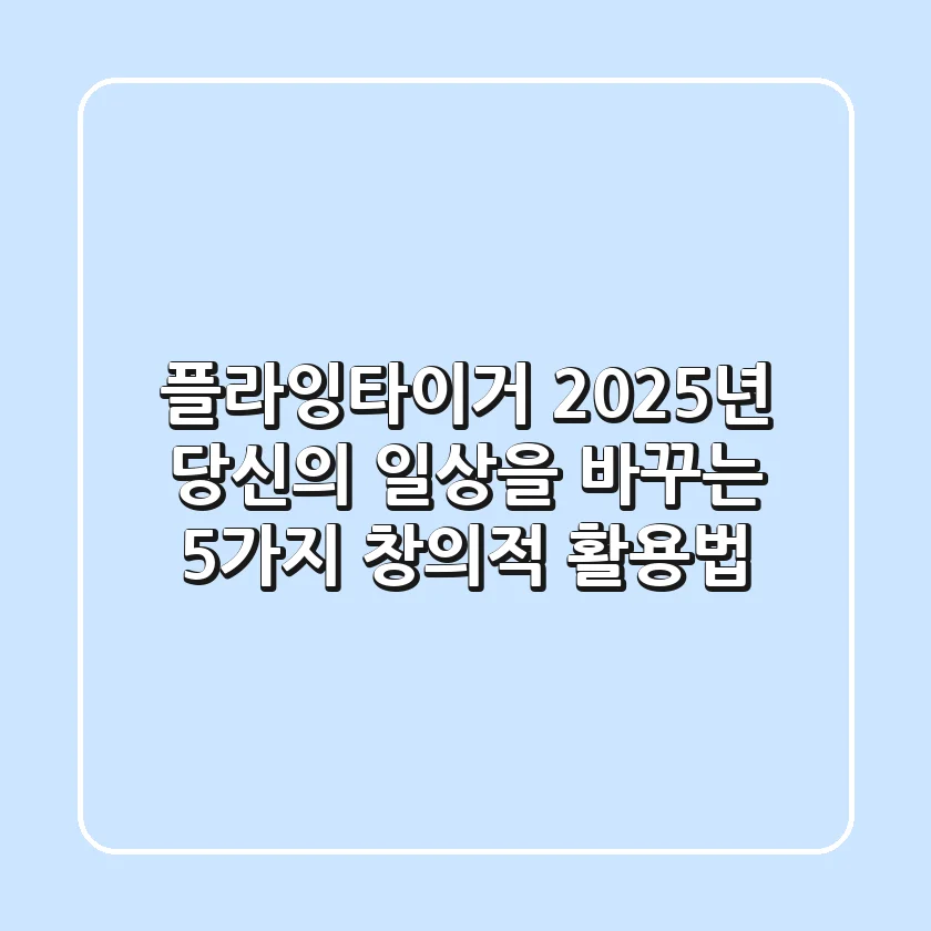 플라잉타이거, 2025년 당신의 일상을 바꾸는 5가지 창의적 활용법