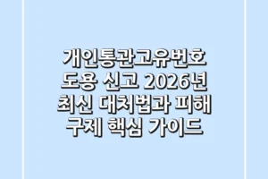 개인통관고유번호 도용 신고, 2026년 최신 대처법과 피해 구제 핵심 가이드