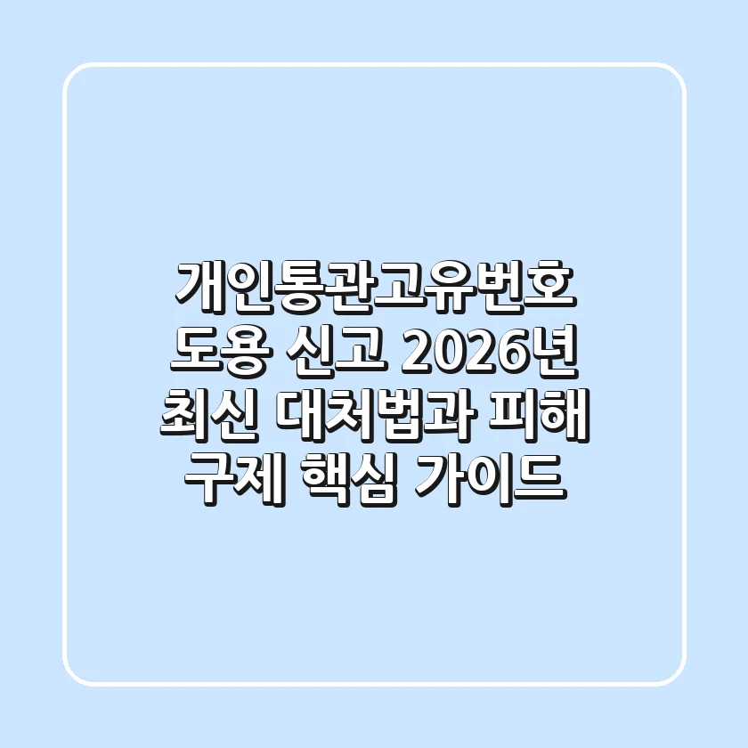 개인통관고유번호 도용 신고, 2026년 최신 대처법과 피해 구제 핵심 가이드