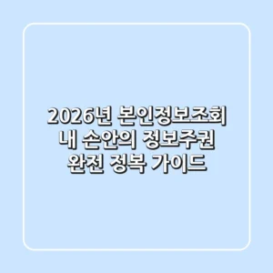 2026년 본인정보조회, 내 손안의 정보주권 완전 정복 가이드